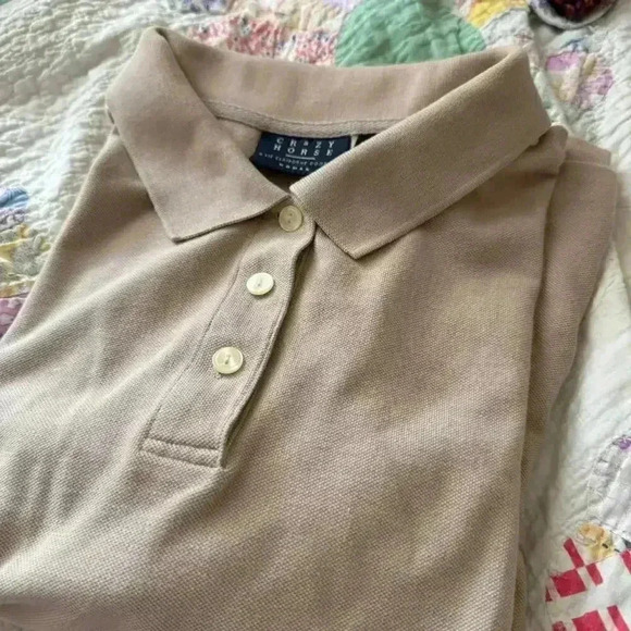 Y2k beige oversized polo solid Liz Claiborne women’s size 2 neutral minimalist - Picture 8 of 8